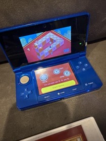 Original Metallic Blue Nintendo 3Ds System With Super Mario 3-D Land Charger !