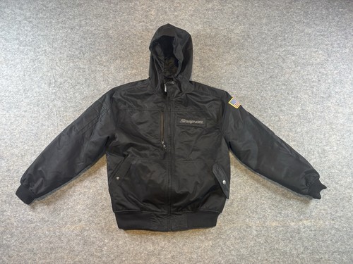 Snap-On Men's Black Hooded Work Jacket with American Flag Patch | Size M |