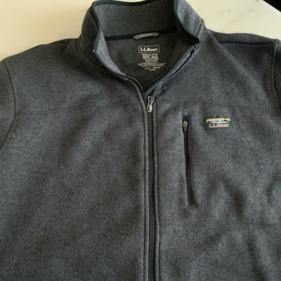 L.L. Bean Men's XXXL Reg Slightly Fitted Charcoal Fleece Performance Jacket Logo