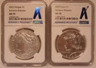 2023 $1 Morgan and Peace Silver Dollar 2pc Set NGC MS70 AR Advance Releases