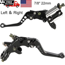 Universal 7/8" 22mm Motorcycle Handlebar Brake Master Cylinder Clutch Lever Set