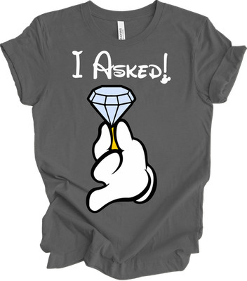 I Asked Said Yes Mens Engagement Just Engaged Mickey Hand Florida Vacation Shirt