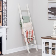 Blanket Ladder for the Living Room and Bedroom, Quilt Rack, 6-Tier, White