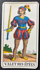 Page of Swords (Valet des &Eacute;p&eacute;es) card Vintage Tarot Card - 2.5"x4.5"