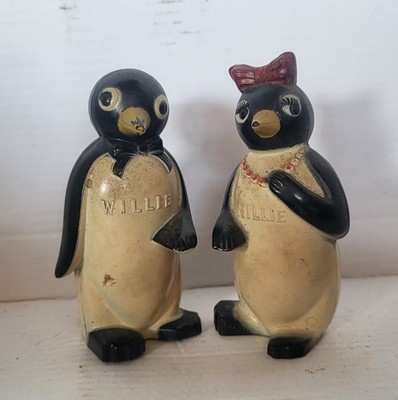 Vintage 1950s Willie and Millie Penguin Salt Pepper Shakers USA