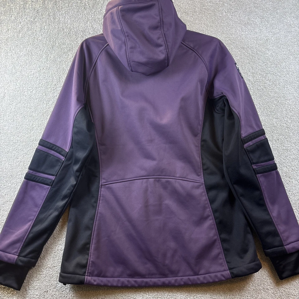 Chaqueta de carreras FXR para mujer mediana púrpura sudadera con capucha softshell moto de nieve bolsillos con cremallera Foto 3 de 4