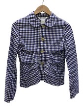 COMME des GARCONS COMME des GARCONS Round Collar Tiered Jacket S Cotton BLU Ging