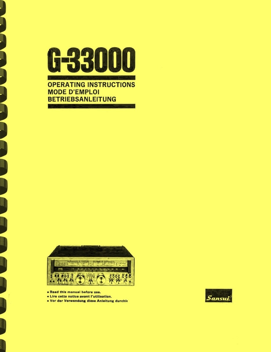 Sansui G-33000 OWNER'S MANUAL and SERVICE MANUAL & Brochure