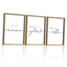 Set of 3 Framed Wall Art Memories Around the Table Farmhouse 11" 14" Brown
