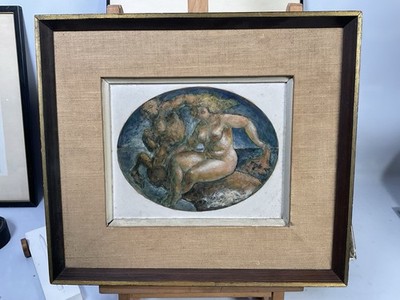 Charles Burdick Original Oil on Board   Classical Nude with Horse