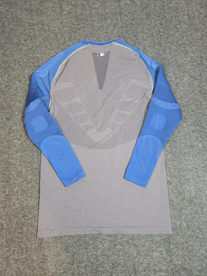Nike Pro HyperCool MLB Long Sleeve Compression Top XXL Gray Blue On-Field - Image 2 of 4