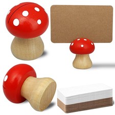 12 PCS Cute Wood Place Card Holders and 40Pcs Kraft Place Cards, MINI Table N...