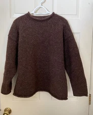 vtg thick brown wool sweater S/M Nepal men’s loose fit Medium