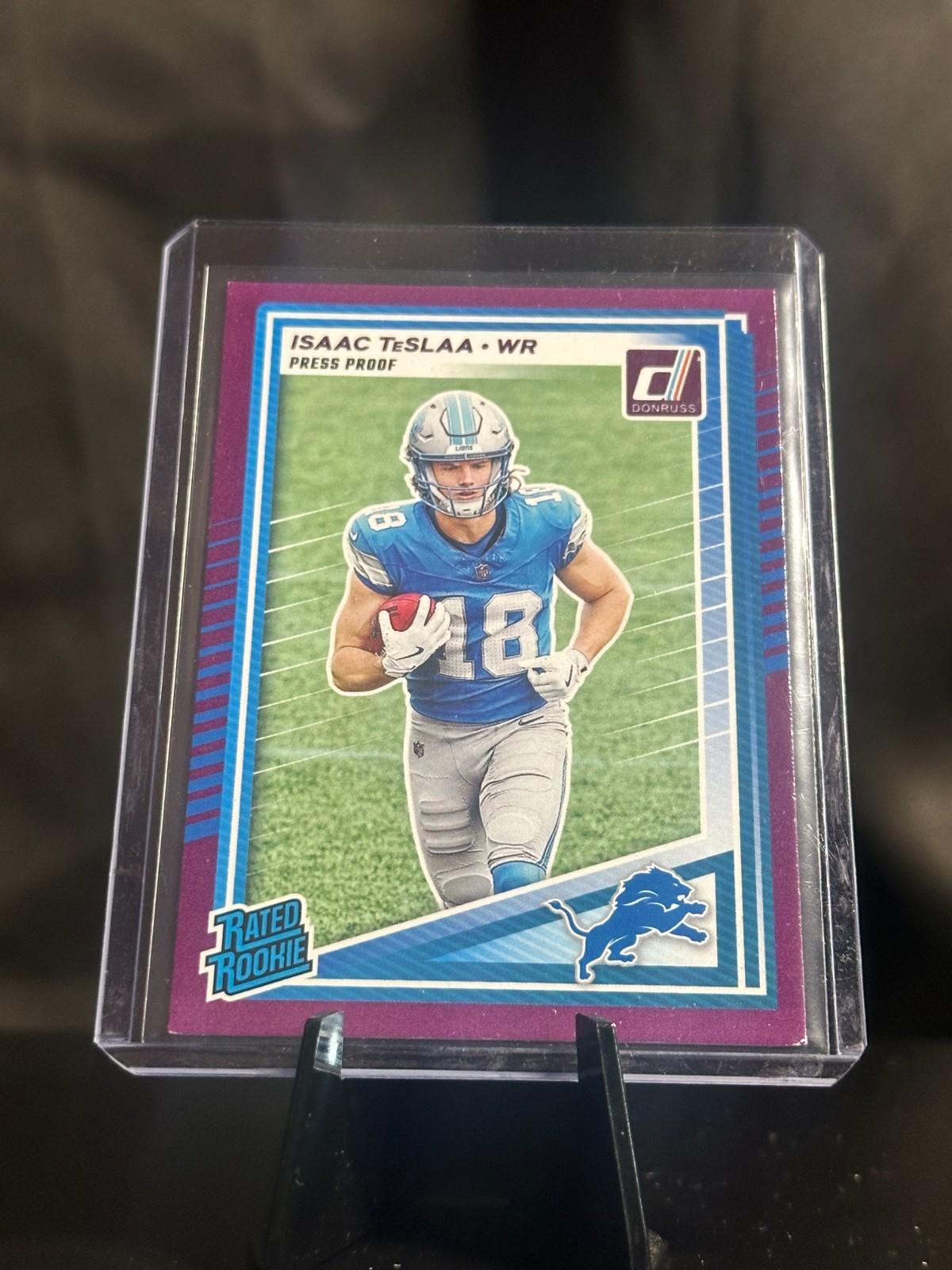 2025 Panini Donruss - Rated Rookie Isaac Teslaa #338 Purple Press Proof (RC)