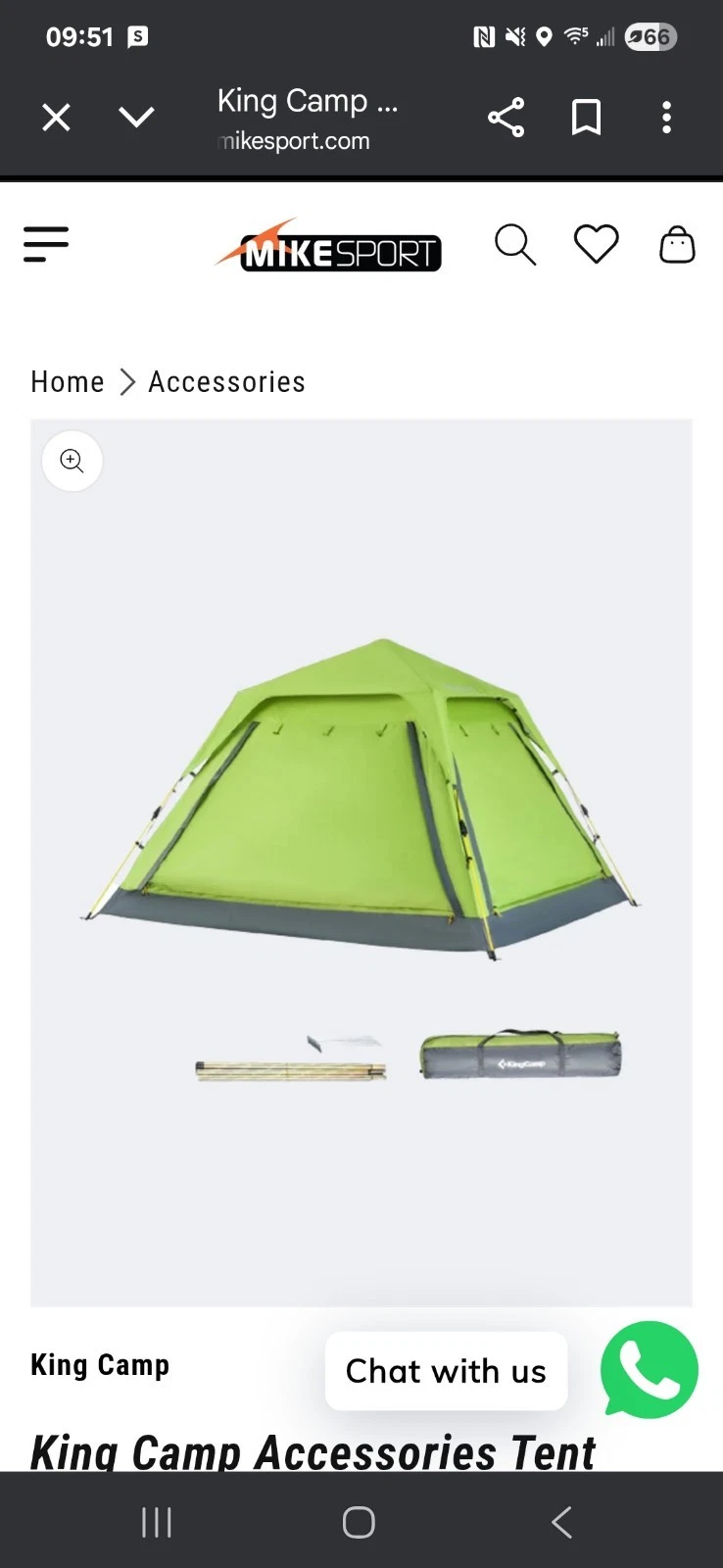 New King Camp Postiano 4-Person Outdoor Tent with Carry Bag Green Quick Up