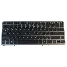 Backlit Keyboard for HP EliteBook 840 G1 840 G2 w/ Silver Frame - No Pointer