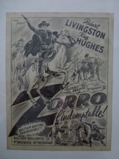 ZORRO L'INDOMPTABLE Dessin Original Etude Préparatoire 1936 Affiche Belge