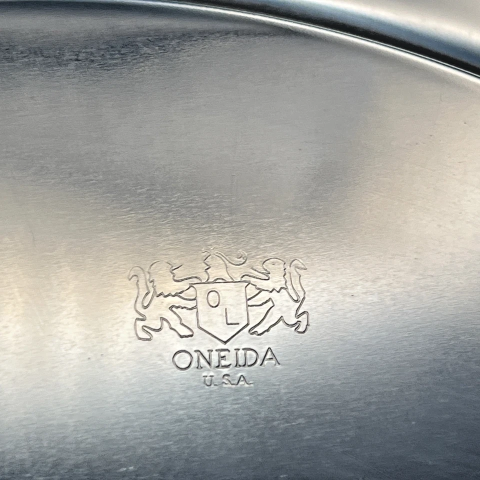 Винтажный бакелитовый дисплей лоток Oneida серебряная пластина черный инкрустация птицы цветочный 10» - Изображение 3 из 4