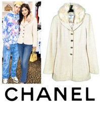 Chanel Vintage 2001 Y2K Pink White Tweed Jacket 34 36 38 4 6 Dress Coat Top S M