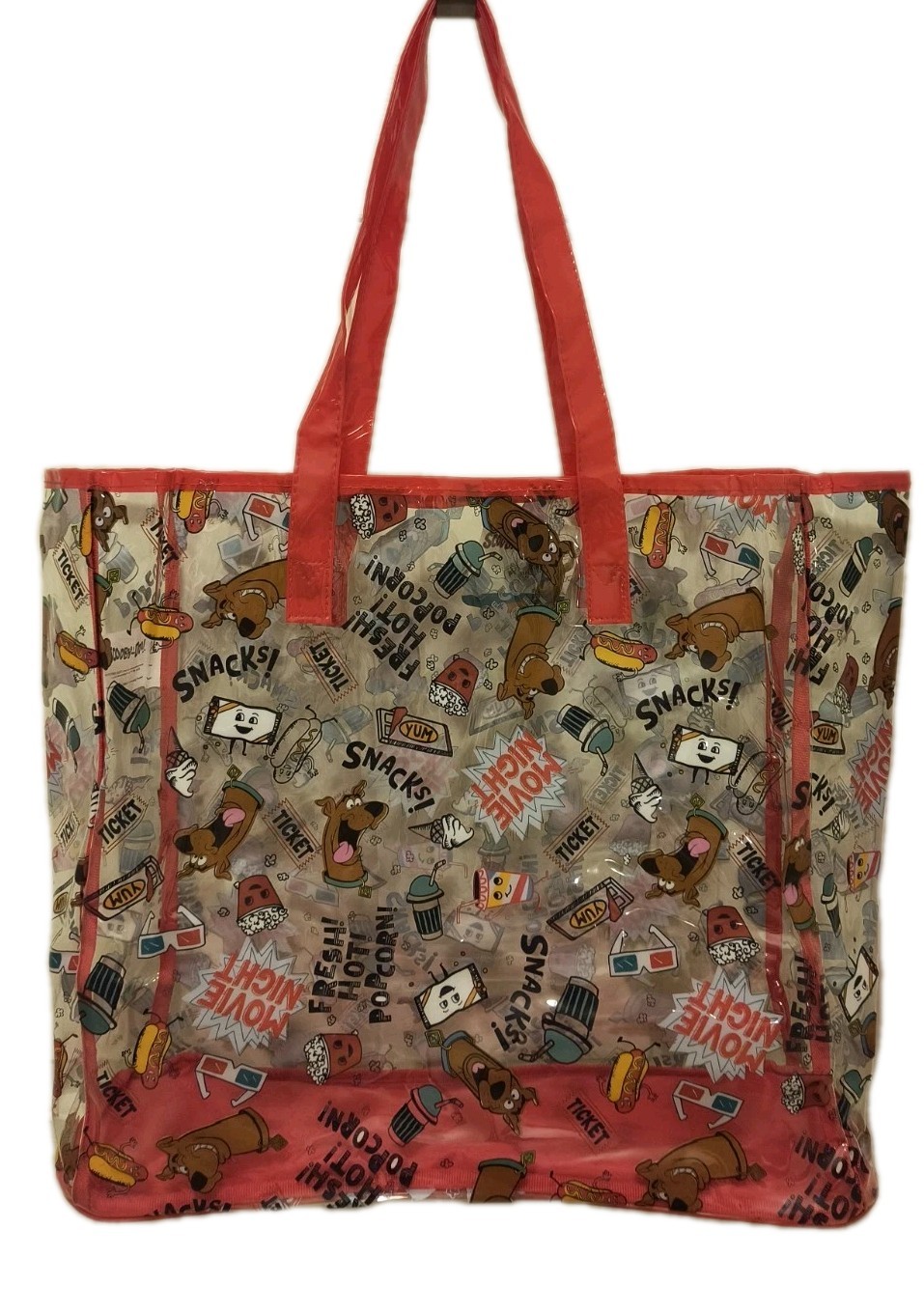 SCOOBY-DOO SNACKS RED CLEAR TRANSPARENT Reusable Tote/Shopping/Gift Bag🆕🆓Ship!
