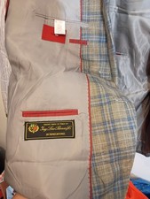 Men's 54 L Tailored LORO PIANA Summer Time Silk/ Linen/ Wool Check Jacket Blazer