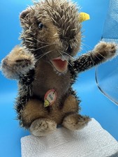 Vintage Mid Century Steiff Nagy Beaver Plush With Chest Tag, Ear Button And Tag