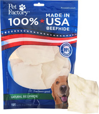 100 USA Made Beefhide 8In Rolls Dog Dental Chews - Thick Rawhide Dental Chews f