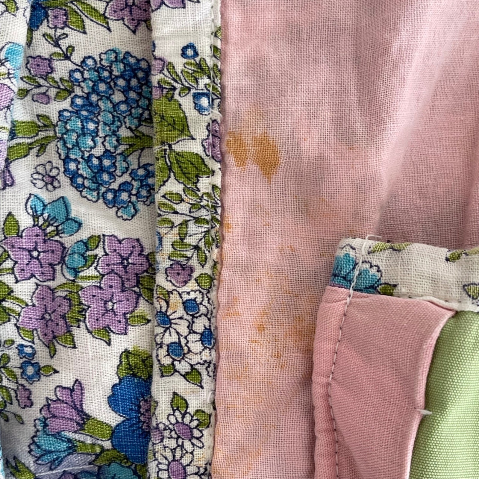 Boho Patchwork Quilted Jacket Pink Green Floral P… - image 9