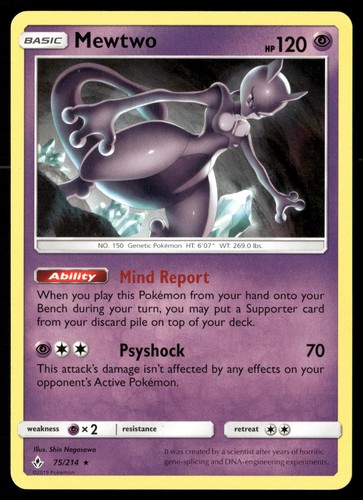 Mewtwo 75/214 Rare Unbroken Bonds Pokemon LP