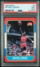 1986 Fleer Michael Jordan Rookie Card PSA 9 MINT OC #57 Chicago Bulls. rookie card picture