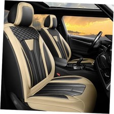 Fit Tucson Car Seat Covers Premium Leather Full Set Seat Covers Beige Black 01