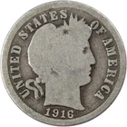 1916 Barber Dime Circulated Silver 10c Coin Collectible