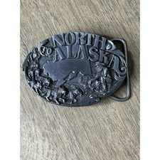North to Alaska Belt Buckle Dog Sled Prospector Vintage 1984 Siskiyou