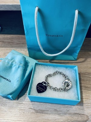 Tiffany & Co Bettelarmband, Chrom Schwarz Herz Titan Anhänger 925 Silber
