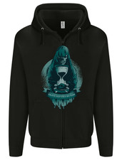 Death Refuses No Man Grim Reaper Skull Mens Zip Up Hoodie