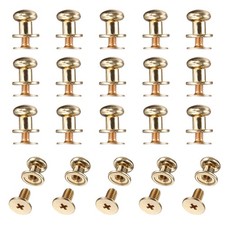 20Set Round Head Button Stud Screw 8mm Chicago Screws Button Rivets Gold