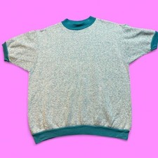 VTG 60s Towncraft Penney's blue heathered short sleeve sweatshirt medium READ