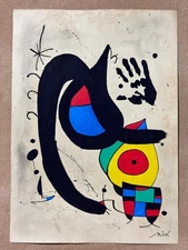 Joan Miro (Handmade) Drawing on antique paper Signed and Sealed size 21x29.5