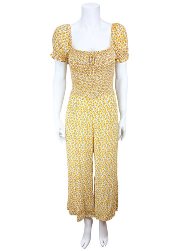 Faithfull the Brand X Anthropologie Women's Laszlo Floral Jumpsuit Yellow Size 6