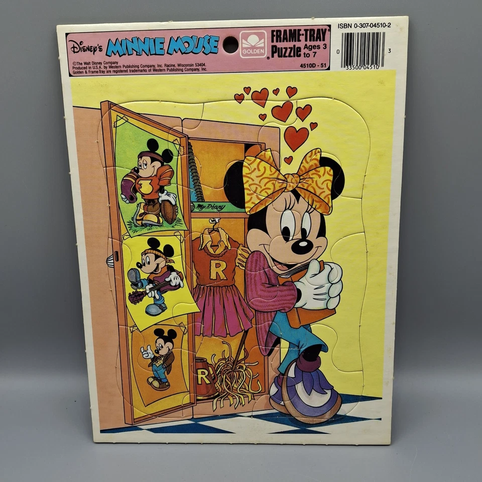 Golden Disney Frame-Tray Puzzle Lot of 2, Minnie Mouse & Friends,  Vintage - Image 2 of 4