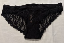 NWT Victoria s Secret Vintage Heart Lace Sheer Bikini Panty Black Size M 2015