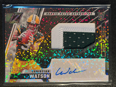 2022 Panini Zenith CHRISTIAN WATSON RPA Sparkle FOTL Rookie RC Patch AUTO /50 !!