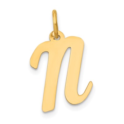 14K Yellow Gold Medium Script Initial N Charm | eBay