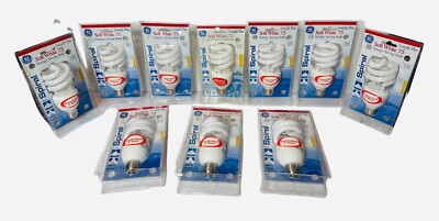 GE Spiral Soft White Longlife Plus 75w Light Bulb 45601 LOT of 10
