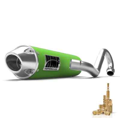 HMF PERFORMANCE FULL EXHAUST GREEN W/ BRUSHED EURO CAP + JET KIT LTZ 400 03 - 08