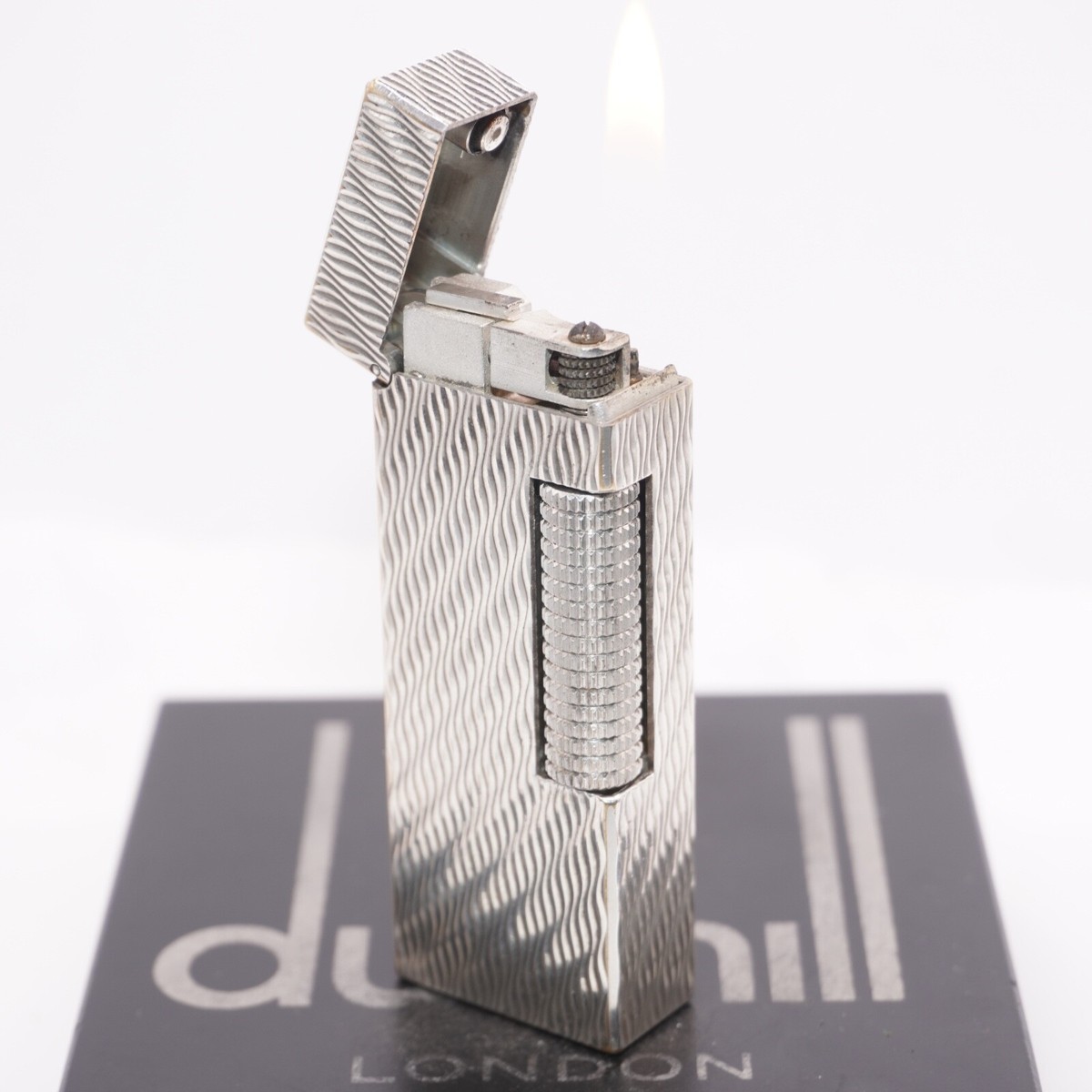 dunhill Rollagas Lighter 格子模様 Dunhill Rollagas Lighter Silver WAV Pattern-Ultrasonically