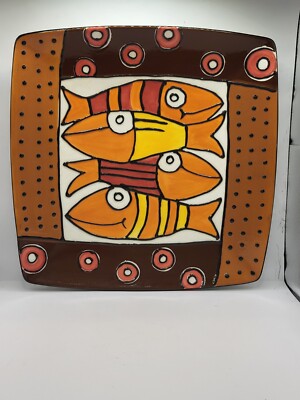 Vintage Fish Catch Studio Nova Square Platter Raised Design