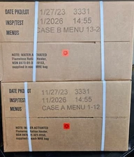 MRE  (Meals Ready to Eat) A or B Factory Sealed Cases Fresh dates avail 2026