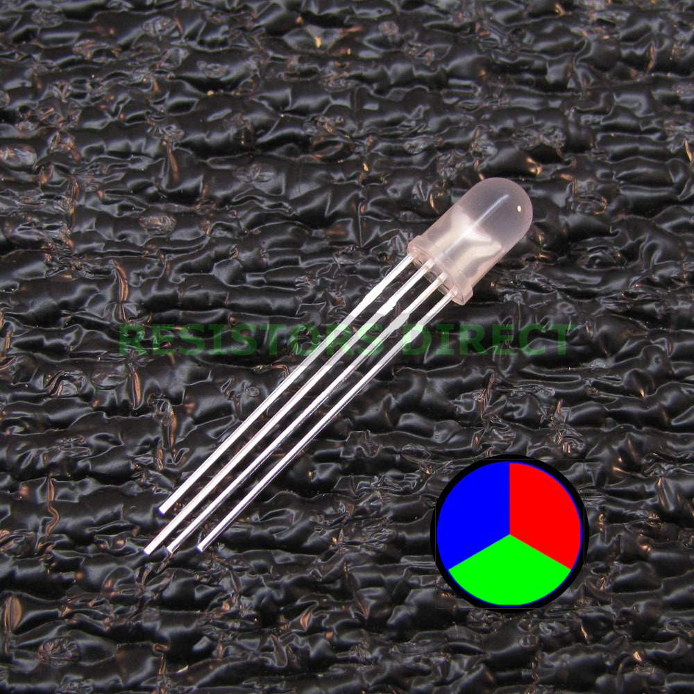 50pcs RGB LED Diffused Lens 5mm Common Cathode 4-Pin Red Green Blue USA 50x V28