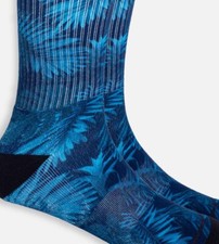 Bamboo Printed Crew Socks - Midnight Foliage- Medium